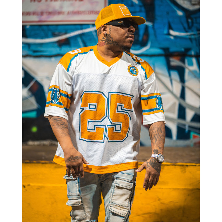 Street Smarts Mustard & Aqua Oversize Drop Shoulder Jersey