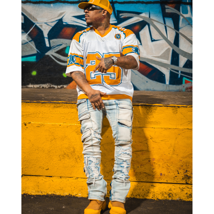 Street Smarts Mustard & Aqua Oversize Drop Shoulder Jersey