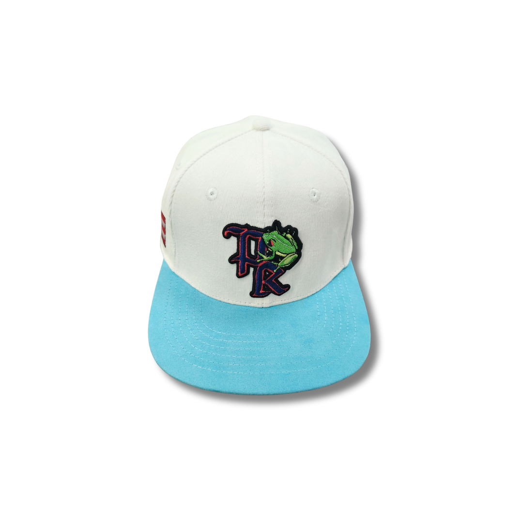 Puerto Rico Corduroy Hat - White & Baby Blue