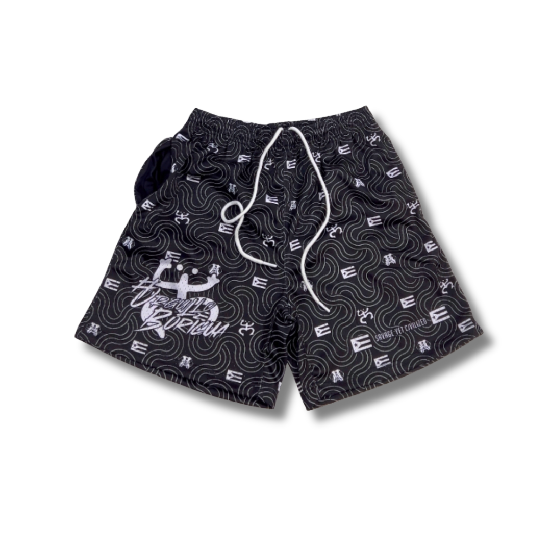 Taino Mesh Shorts: Black,White