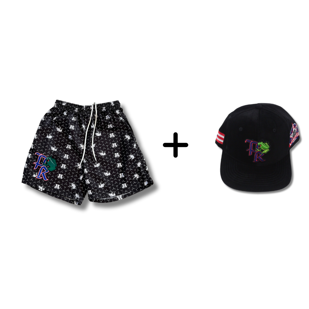PR Hat and Coquí Shorts Bundle – Black