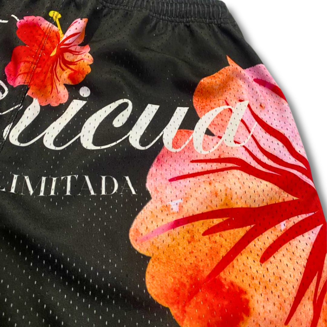 Boricua Spirit Mesh Shorts- (Black)