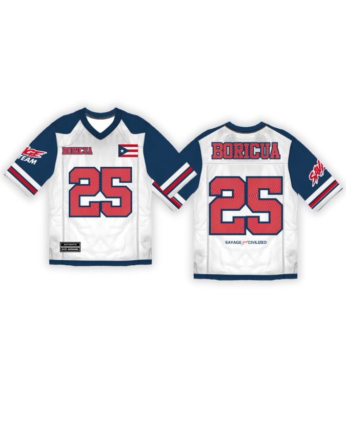 Navy blue & Red Boricua Pride Oversize Drop Shoulder Jersey