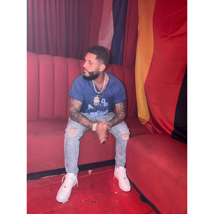 PR "El Morro" Distressed French Terry Tee (blue)