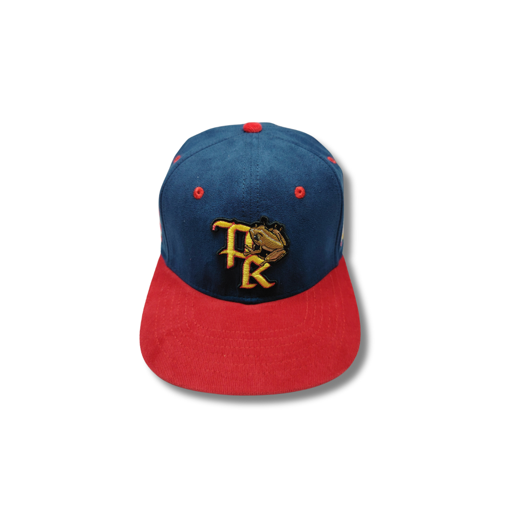 Navy and red Puerto Rico suede hat with corduroy brim