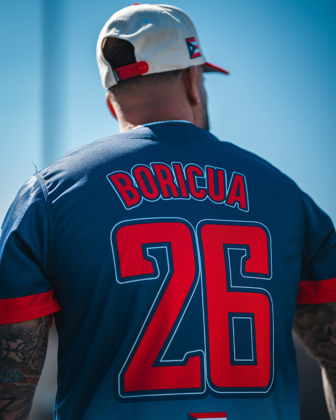 Puerto Rico Navy blue &amp; red Mesh Baseball Jersey