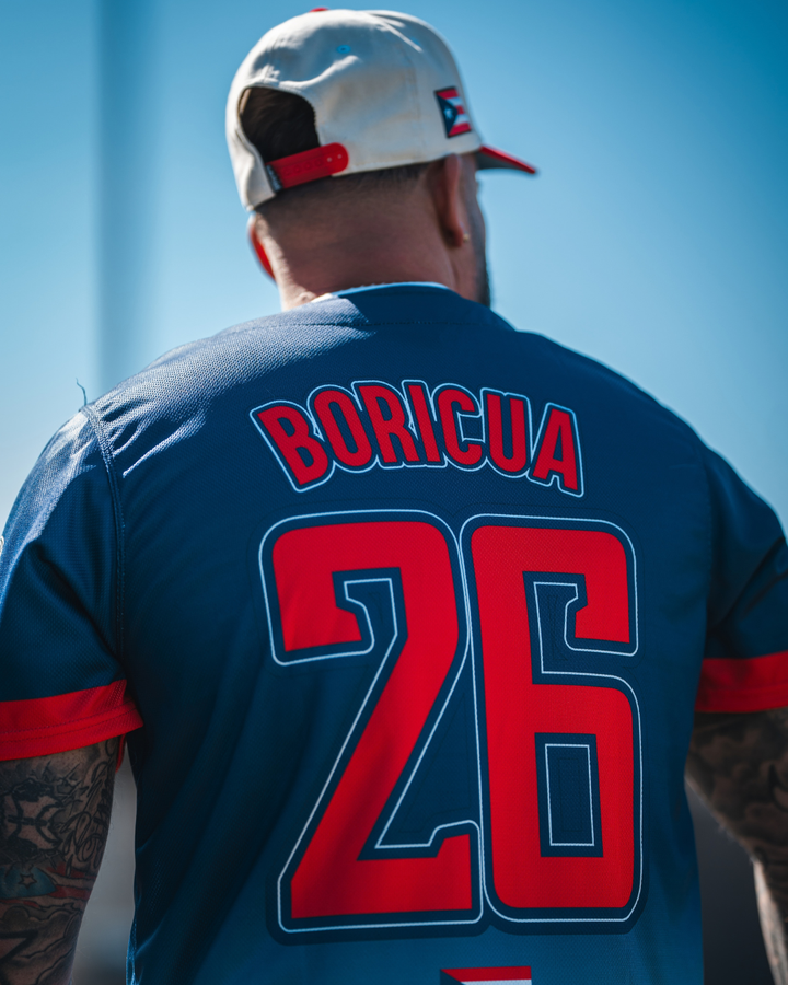 Puerto Rico Navy blue &amp; red Mesh Baseball Jersey