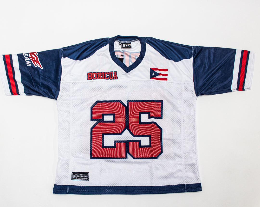 Navy blue & Red Boricua Pride Oversize Drop Shoulder Jersey