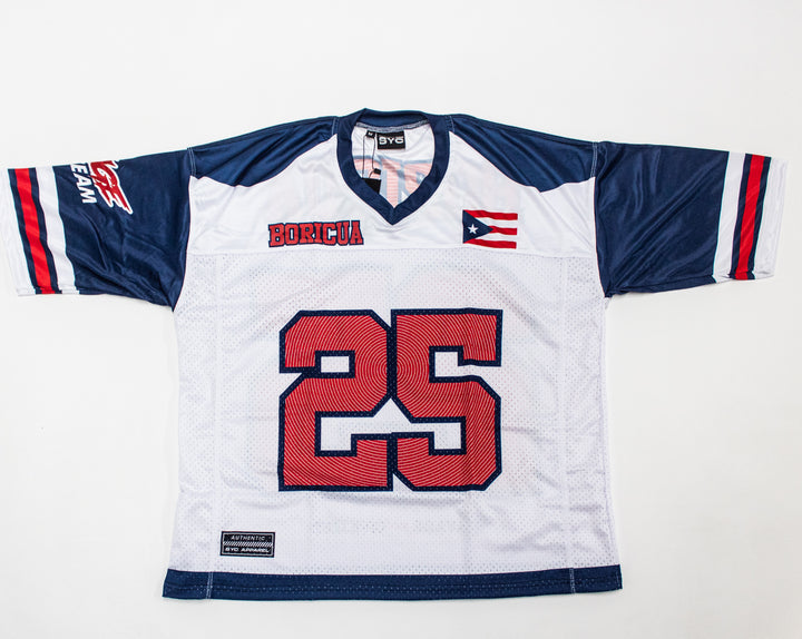 Navy blue & Red Boricua Pride Oversize Drop Shoulder Jersey