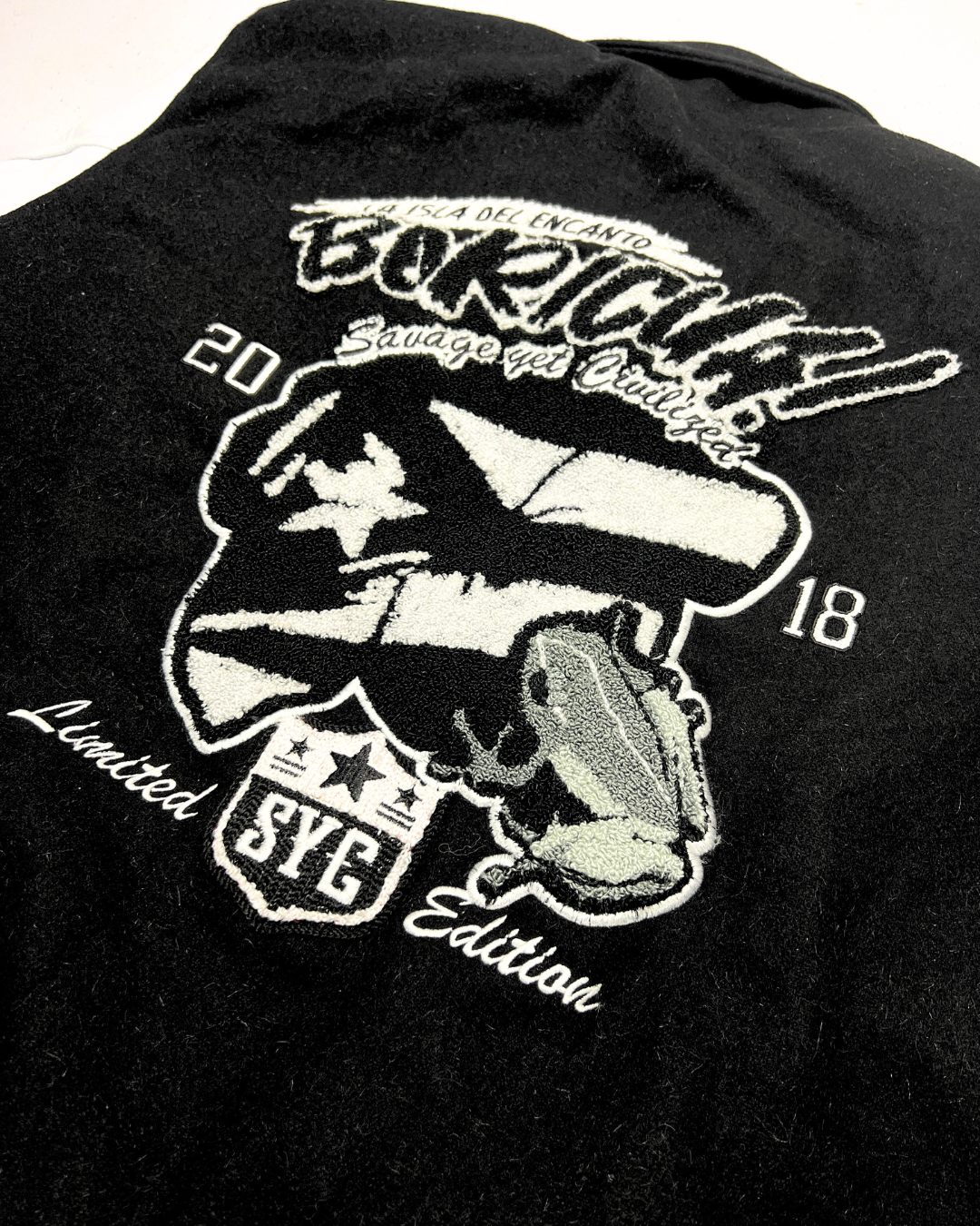 SYC Black Boricua Varsity Jacket
