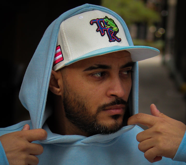 Puerto Rico Corduroy Hat - White & Baby Blue