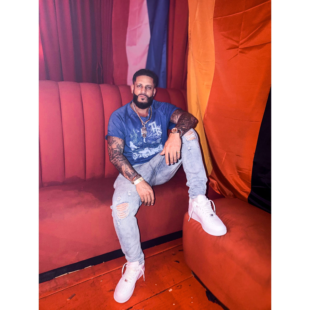 PR "El Morro" Distressed French Terry Tee (blue)