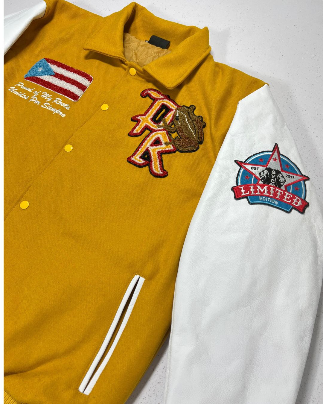 SYC Mustard Boricua Varsity Jacket