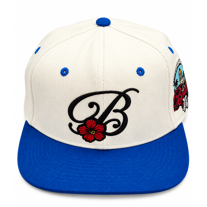 Royal blue and white Boricua B corduroy hat