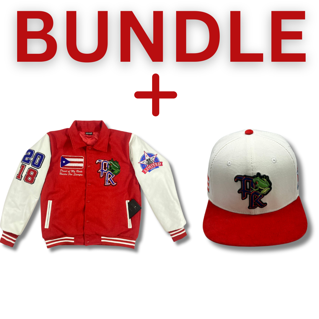 Bundle Puerto Rico (RED)Varsity Jacket & HAT