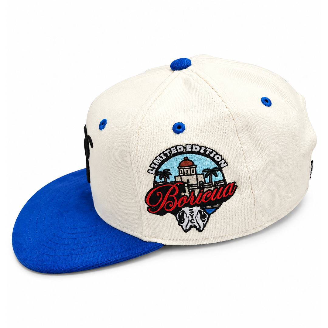 B  Corduroy Hat - royal blue &amp; white