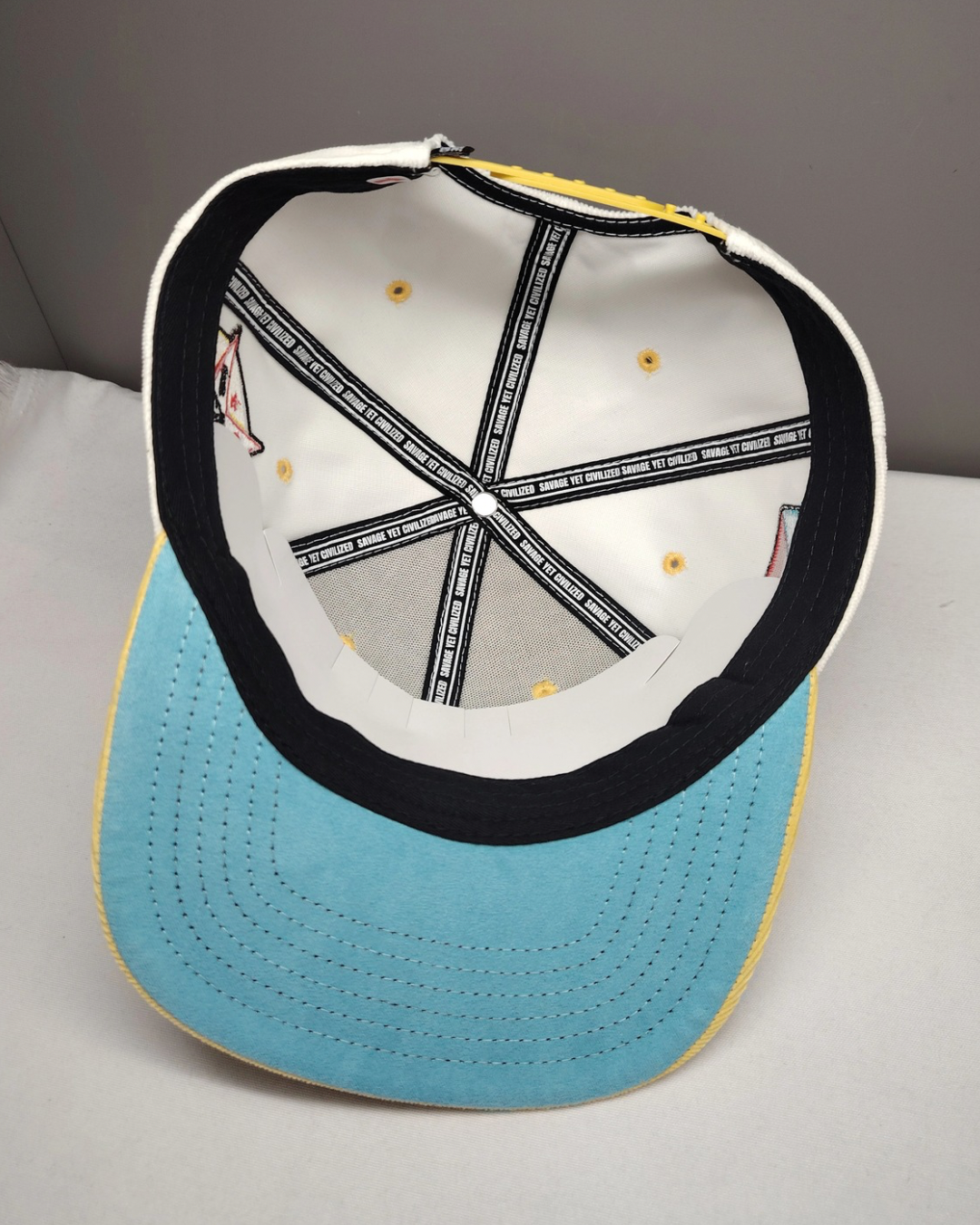 Puerto Rico Corduroy Hat - yellow  & white