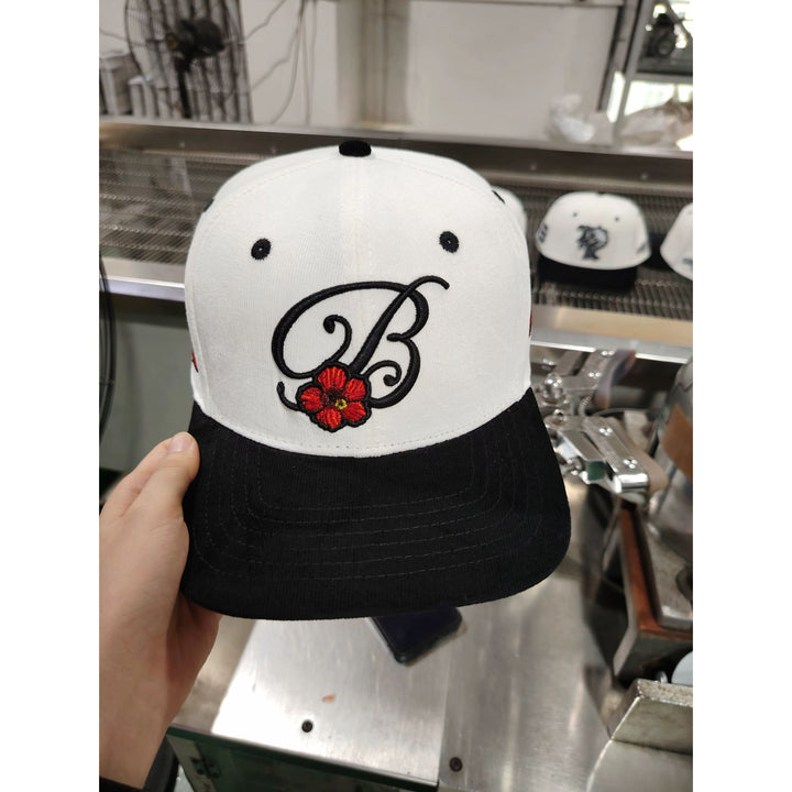 B  Corduroy Hat -white &amp; black brim