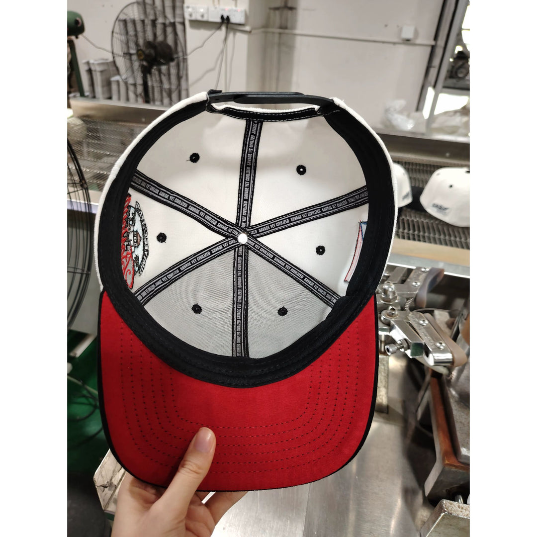 B  Corduroy Hat -white &amp; black brim