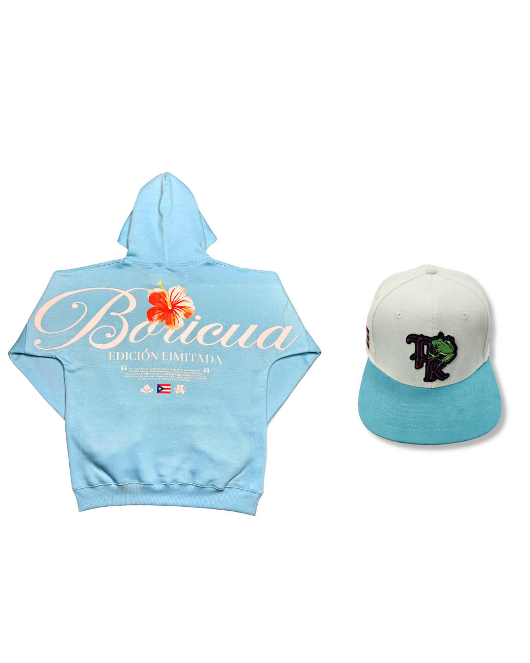 Boricua Hoodie Bundle + Hat (Baby Blue)