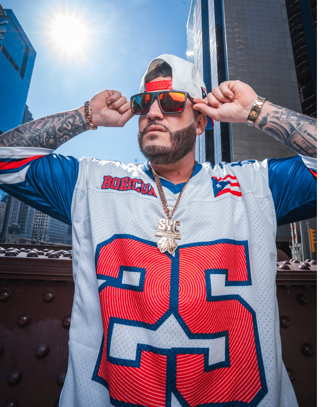 Navy blue & Red Boricua Pride Oversize Drop Shoulder Jersey