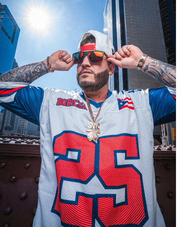 Navy blue & Red Boricua Pride Oversize Drop Shoulder Jersey
