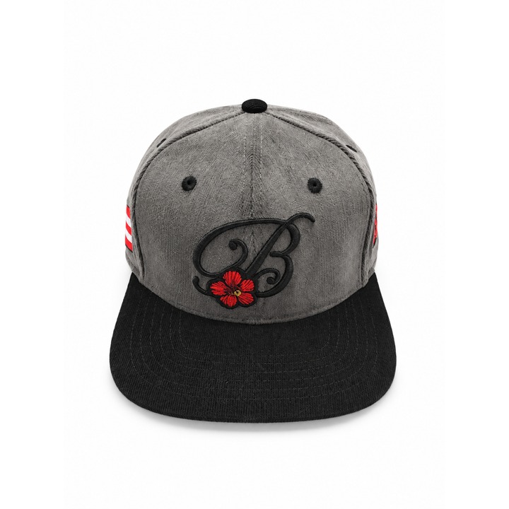 B  Corduroy Hat -grey &amp; black brim