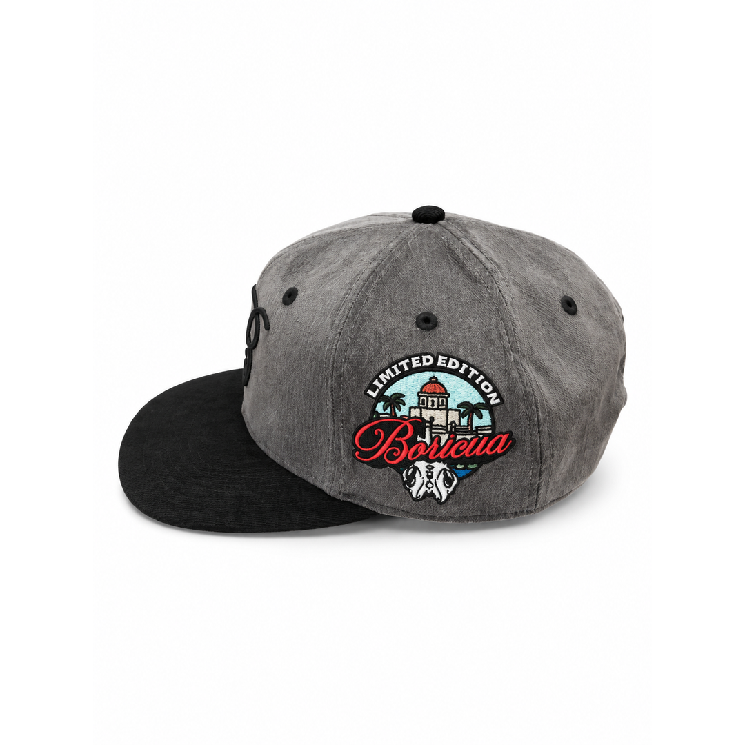 B  Corduroy Hat -grey &amp; black brim