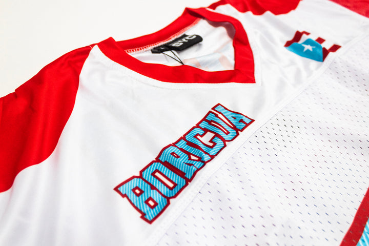 Sky Blue & Red Boricua Pride Oversize Drop Shoulder Jersey
