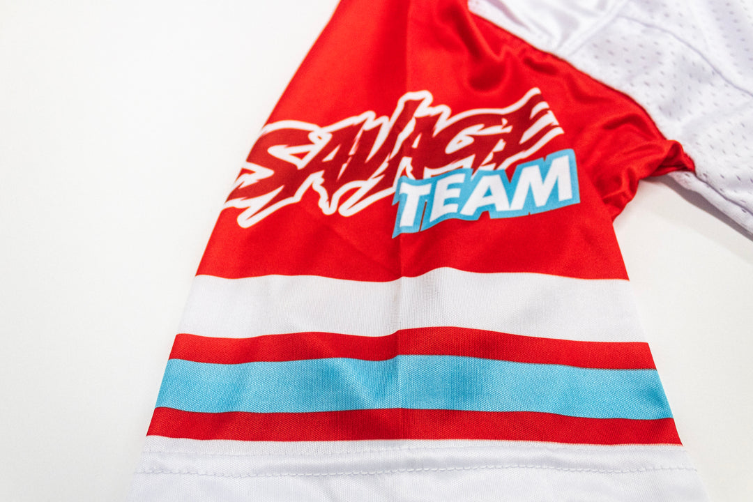 Sky Blue & Red Boricua Pride Oversize Drop Shoulder Jersey
