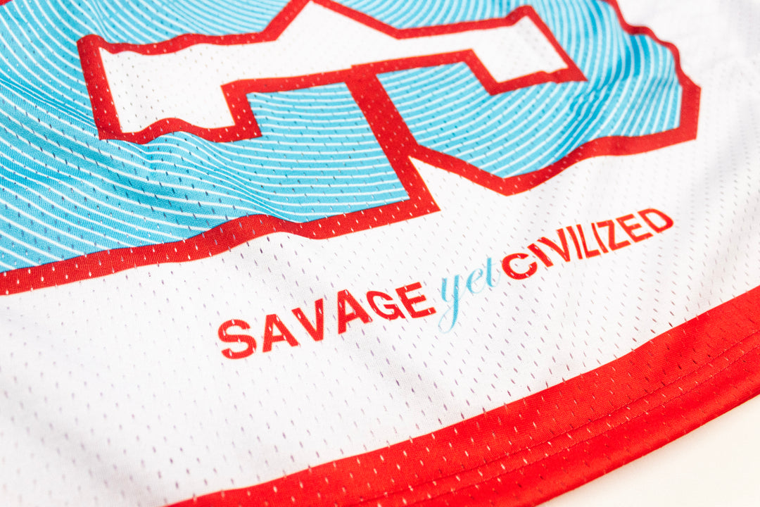 Sky Blue & Red Boricua Pride Oversize Drop Shoulder Jersey