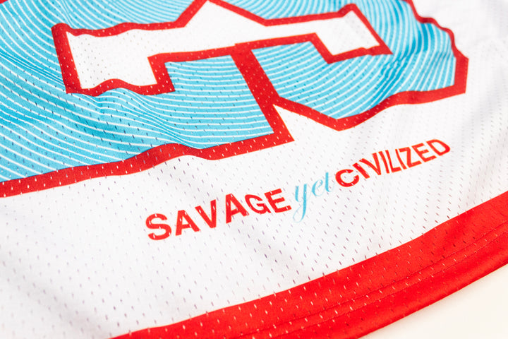 Sky Blue & Red Boricua Pride Oversize Drop Shoulder Jersey