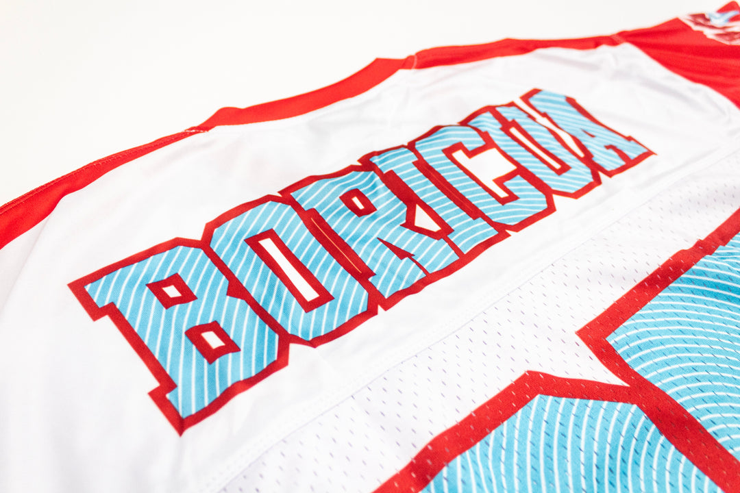Sky Blue & Red Boricua Pride Oversize Drop Shoulder Jersey