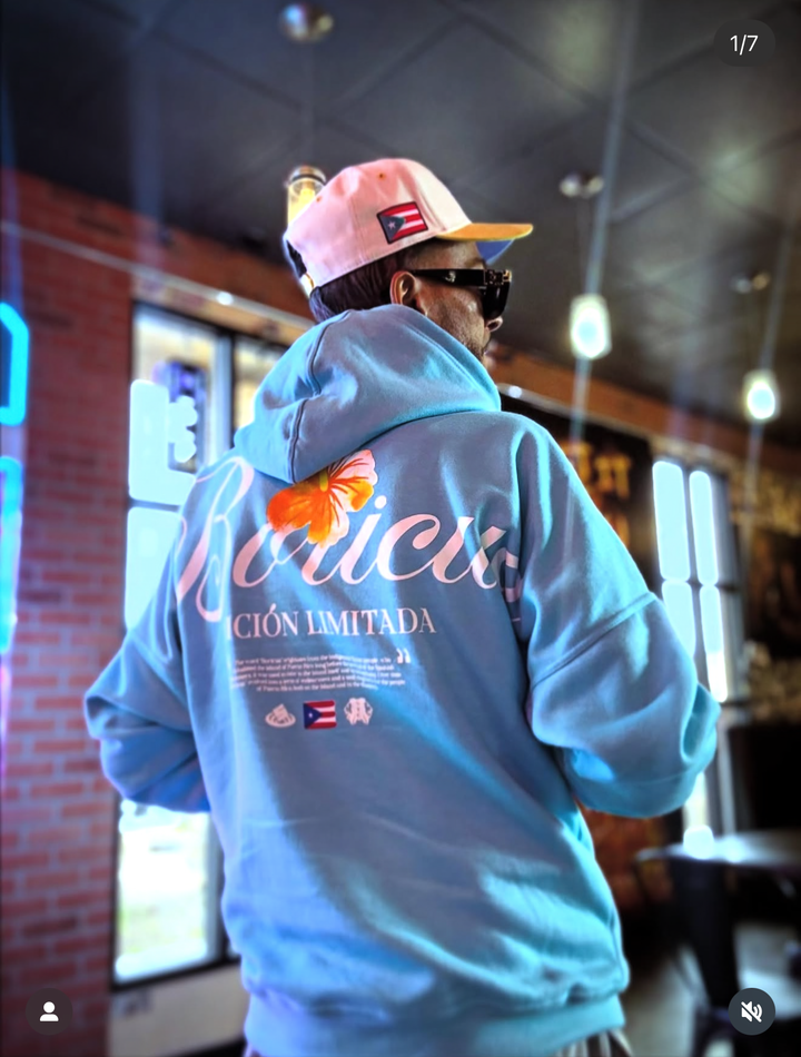 Heavyweight Boricua Hoodie – Sky Blue (Drop shoulder)