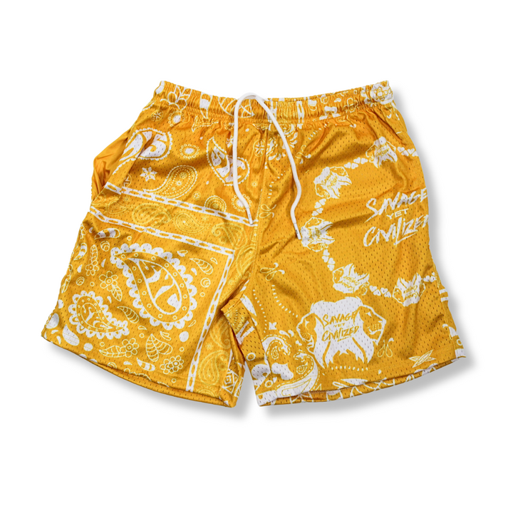 SYC Paisleys Mesh Shorts "Yellow"