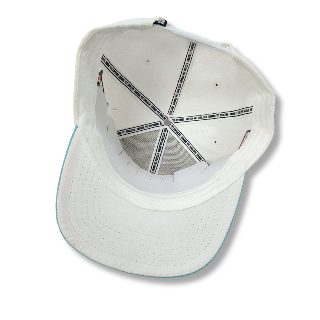 Puerto Rico Corduroy Hat - White & Baby Blue