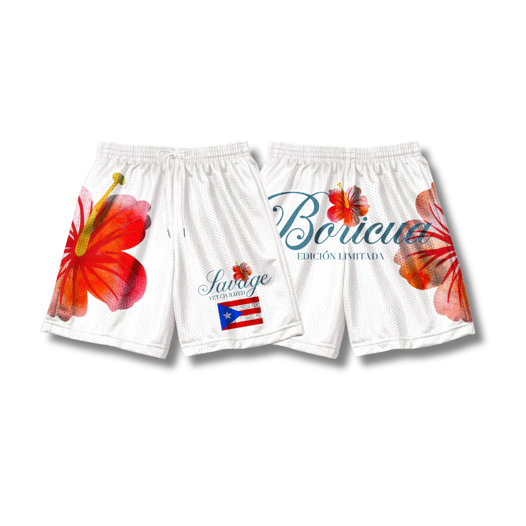 Boricua Mesh Shorts (WHITE)