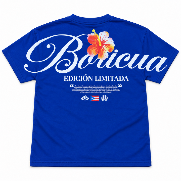 Boricua French Terry Seamless Tee in royal blue – back