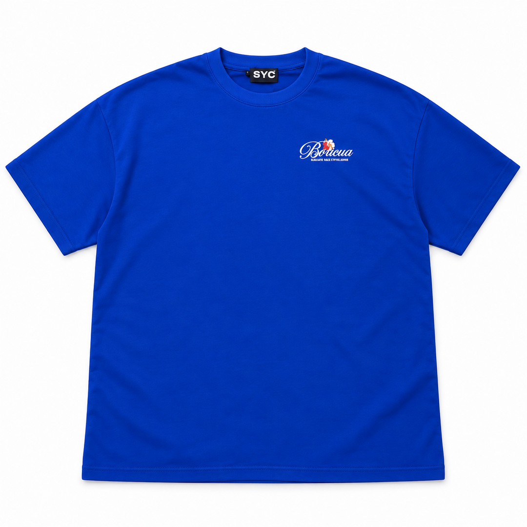 Boricua French Terry Seamless Tee in royal blue – front