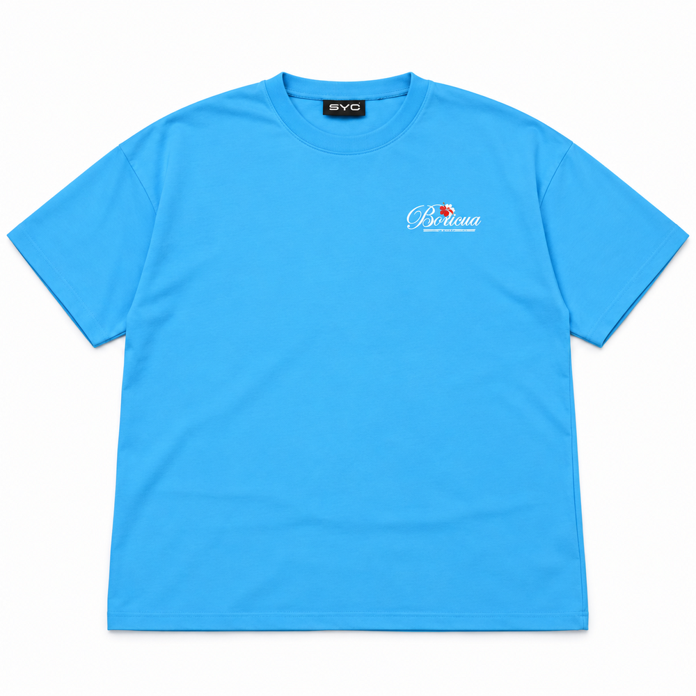 Boricua French Terry Seamless Tee in sky blue – front