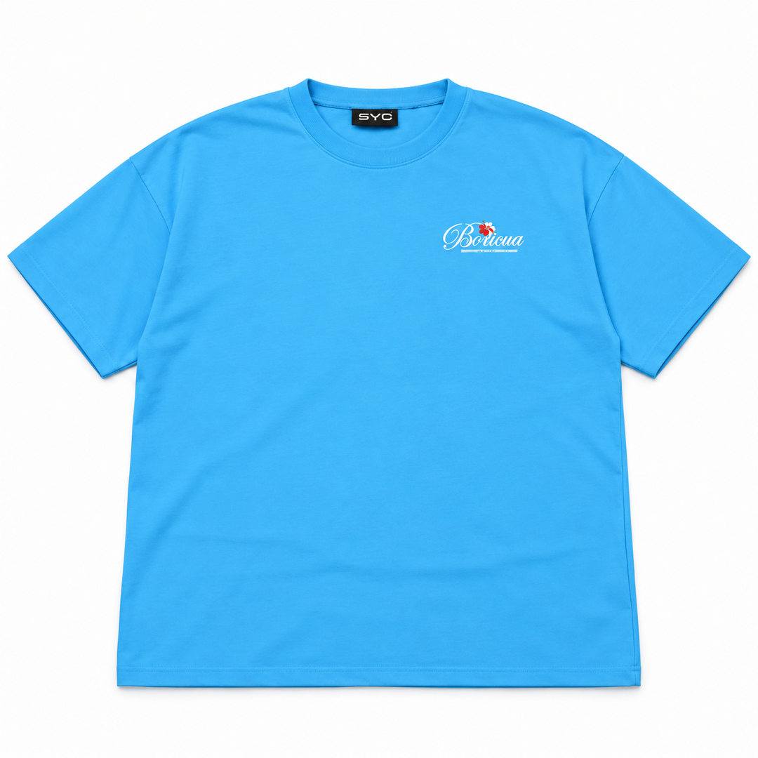 Boricua French Terry Seamless Tee in sky blue – front