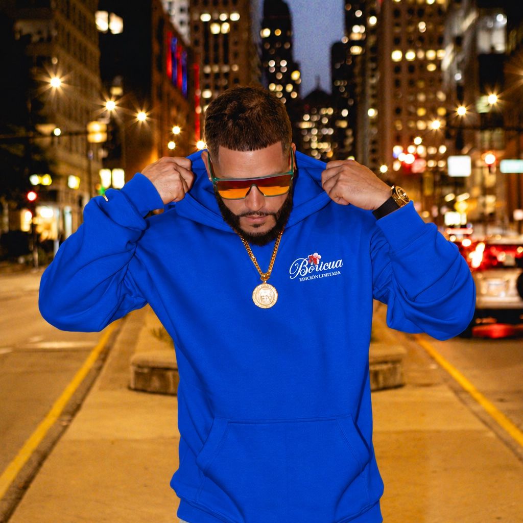 Royal blue Boricua hoodie front view