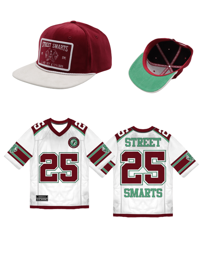 Burgundy Street Smarts Jersey + Corduroy Suede Snapback Hat Bundle