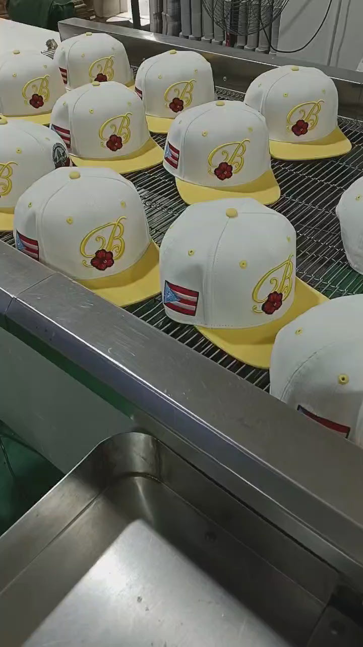 B Boricua Corduroy Hat – off white &amp; Yellow