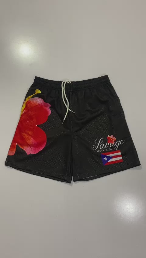 Boricua Spirit Mesh Shorts- (Black)