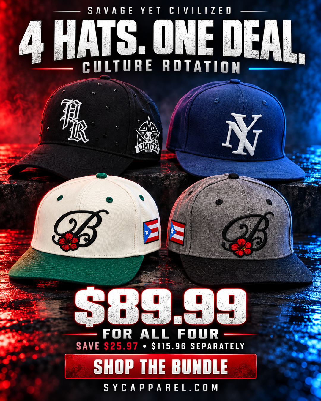 Four hats one deal Culture Rotation bundle $89.99