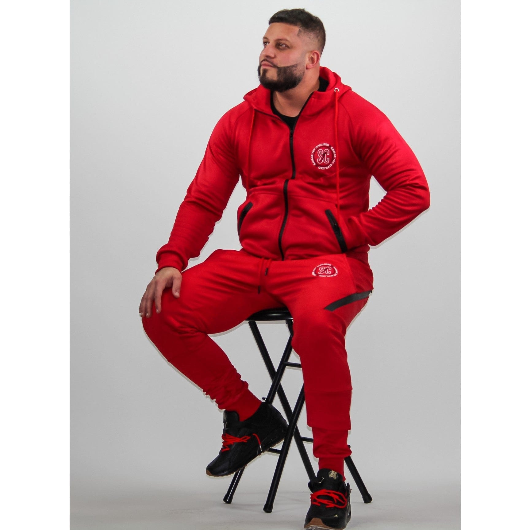 Mens red jogging online suit